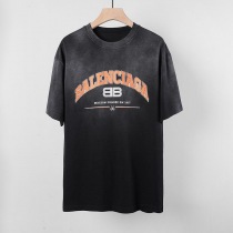 争奪戦 バレンシアガ ロゴダメージブラックコットン コピー クルーネックTシャツ baq77545