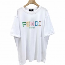 フェンディ◆クルーネックロゴジャージー 偽物Tシャツ feq79089