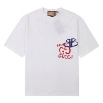 稀少グッチ バレンシアガ コラボ ロゴ ホワイトTシャツ 偽物 gut01192