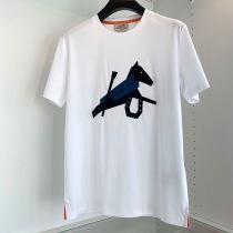 追跡付き発送【エルメス】レザーパッチロゴ コットン Tシャツ コピー erc28435