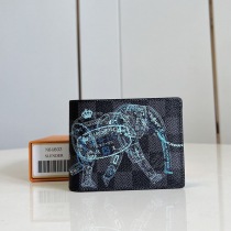 世界中で大人気♪ルイヴィトン メンズ レザー 二つ折り 財布 コピー ダミエ ブルー 革 N64603