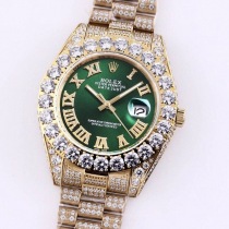 追跡付き発送 ロレックス 腕時計 スーパーコピー デイトジャスト 41mm グリーン 全面ダイヤ メンズ rom20696
